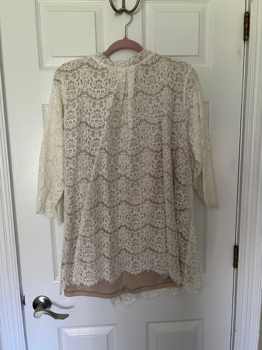 Suzanne Betro Cream Lace Overlay Tunic